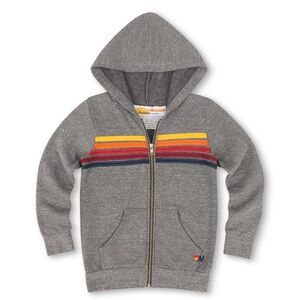 Aviator Nation Kids' 5 Stripe Hoodie - Heather Grey - Size 10